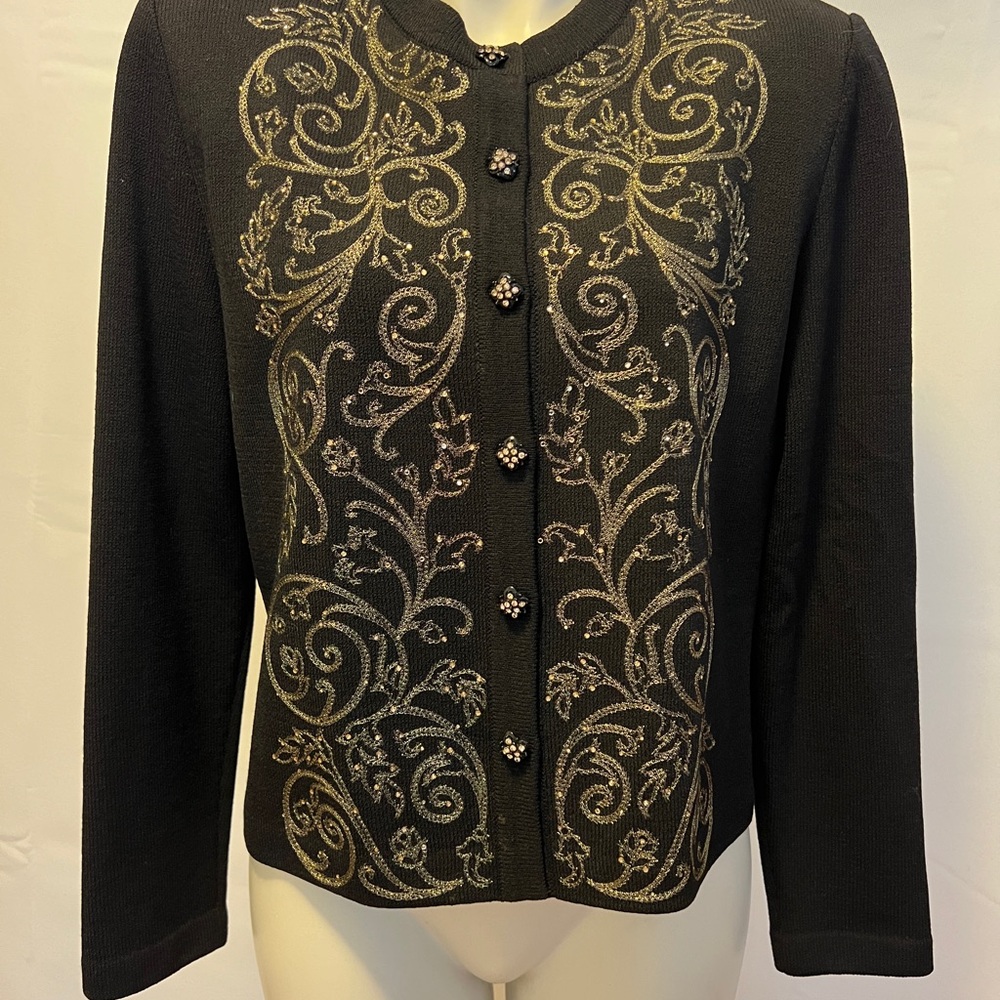 St. John Black Evening Jacket with Gold Details